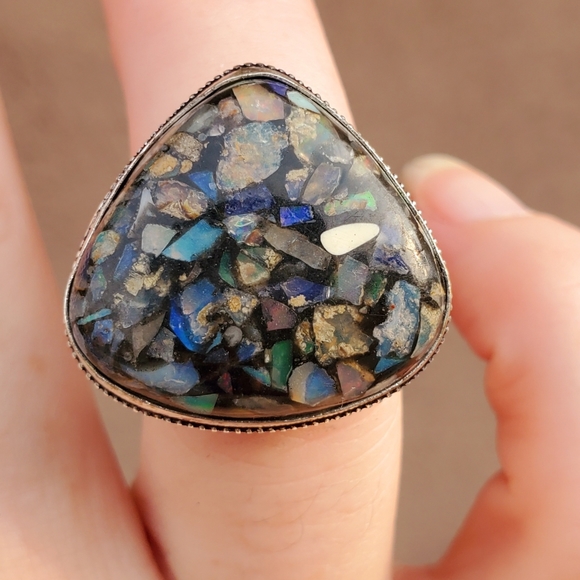 New Copper Ethiopian Opal 925 Silver Ring. - Picture 9 of 16